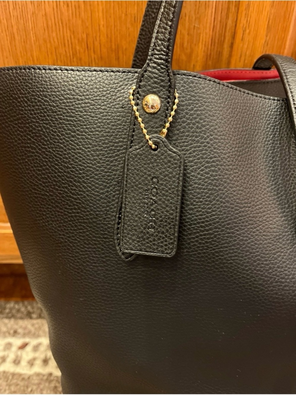 Coach Market Tote with Red Interior and Gold Hardware - Picture 4 of 4